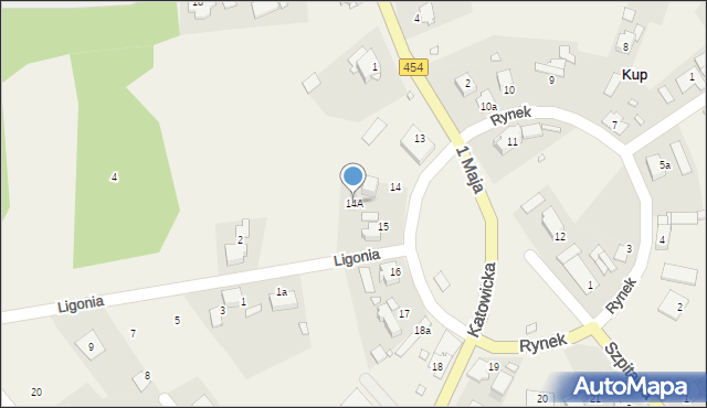 Kup, Rynek, 14A, mapa Kup