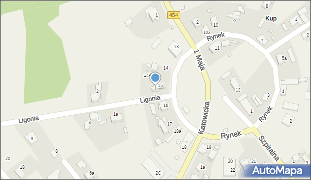 Kup, Rynek, 15a, mapa Kup