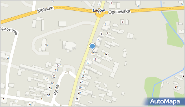Łagów, Rynek, 10, mapa Łagów
