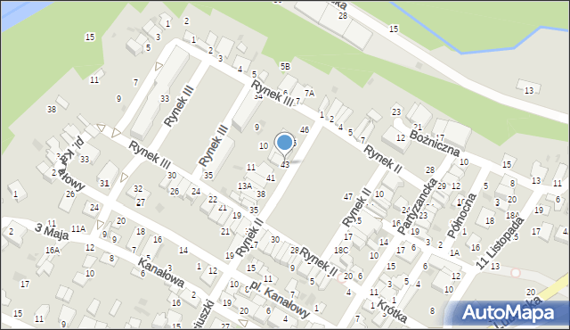 Łęczna, Rynek II, 43, mapa Łęczna