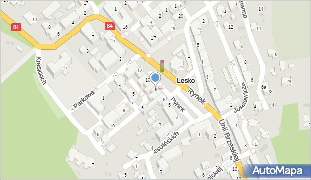 Lesko, Rynek, 8, mapa Lesko