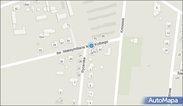 Leszno, Rycerska, 1a, mapa Leszno