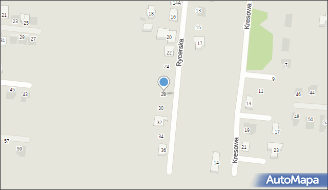 Leszno, Rycerska, 28, mapa Leszno