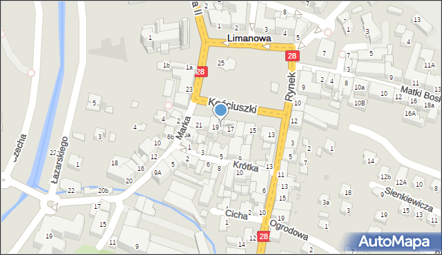 Limanowa, Rynek, 18, mapa Limanowa