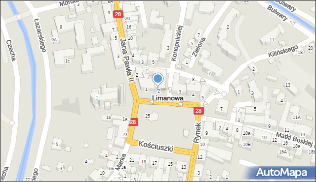 Limanowa, Rynek, 2, mapa Limanowa