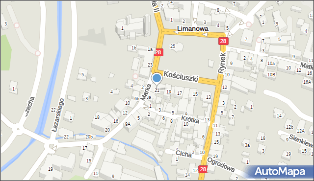 Limanowa, Rynek, 21, mapa Limanowa