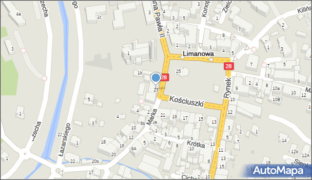Limanowa, Rynek, 23, mapa Limanowa