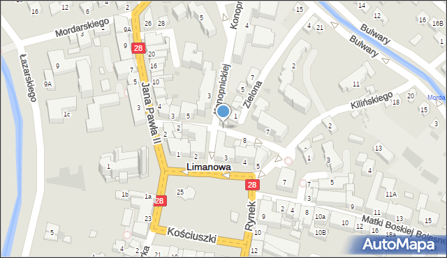 Limanowa, Rynek, 3a, mapa Limanowa