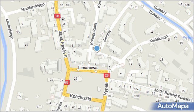 Limanowa, Rynek, 3d, mapa Limanowa
