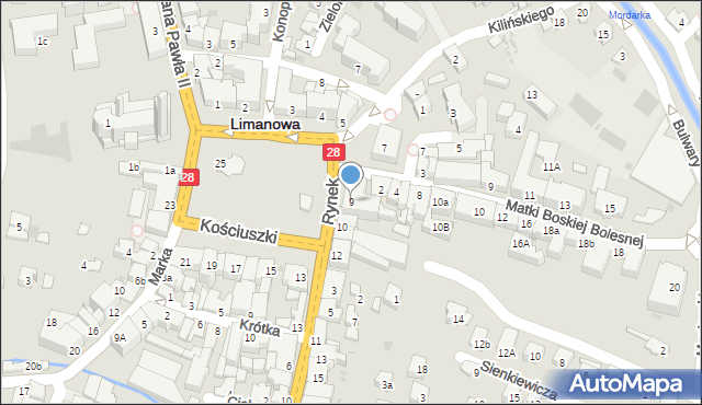 Limanowa, Rynek, 9, mapa Limanowa