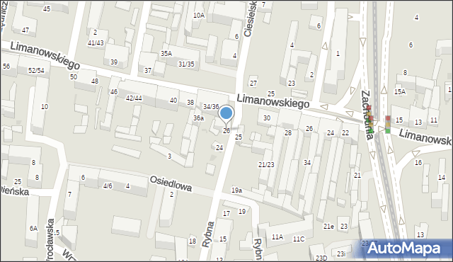 Łódź, Rybna, 26, mapa Łodzi