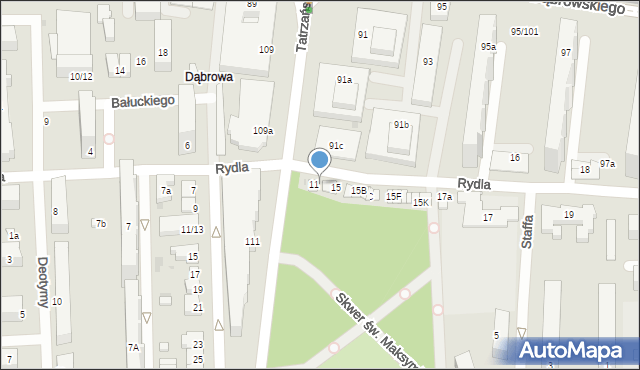Łódź, Rydla Lucjana, 11a, mapa Łodzi