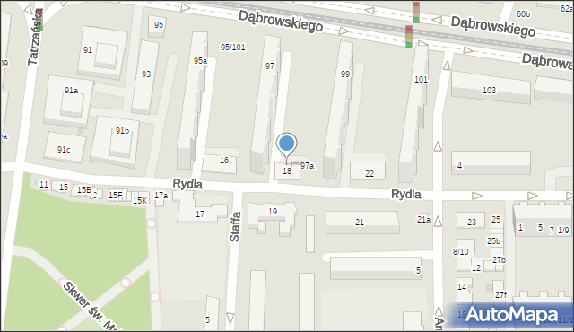 Łódź, Rydla Lucjana, 18A, mapa Łodzi