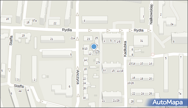 Łódź, Rydla Lucjana, 27d, mapa Łodzi