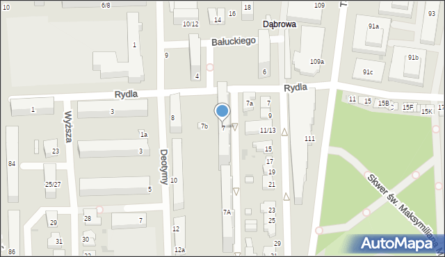Łódź, Rydla Lucjana, 7, mapa Łodzi