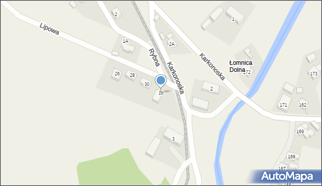 Łomnica, Rybna, 1b, mapa Łomnica