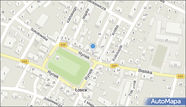 Łosice, Rynek, 11, mapa Łosice