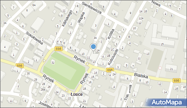 Łosice, Rynek, 12A, mapa Łosice