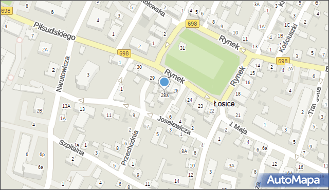 Łosice, Rynek, 28a, mapa Łosice