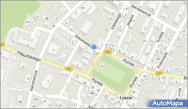 Łosice, Rynek, 3, mapa Łosice