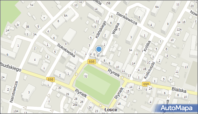 Łosice, Rynek, 7, mapa Łosice