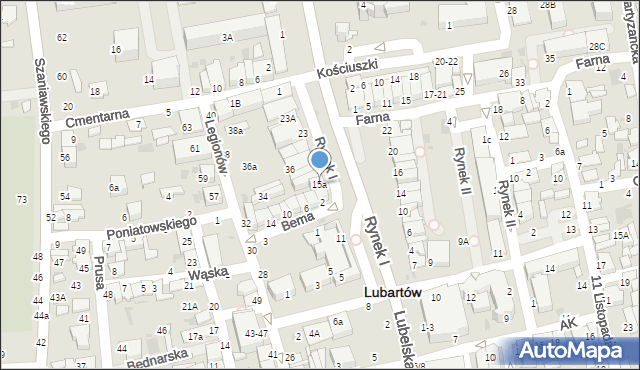 Lubartów, Rynek I, 15a, mapa Lubartów