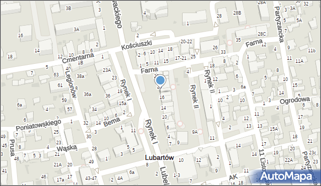 Lubartów, Rynek I, 18, mapa Lubartów