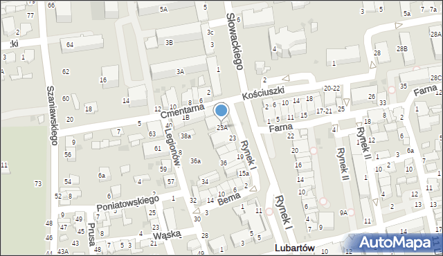 Lubartów, Rynek I, 23A, mapa Lubartów