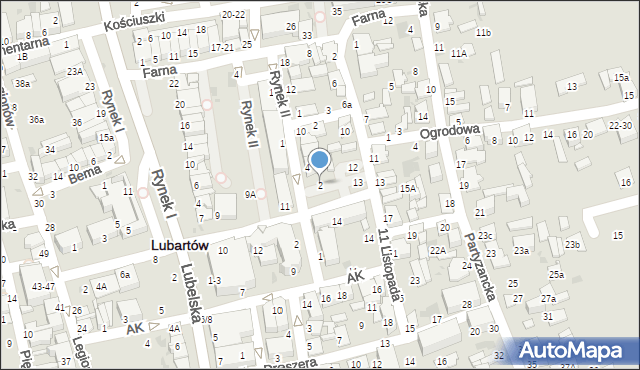 Lubartów, Rynek II, 2, mapa Lubartów