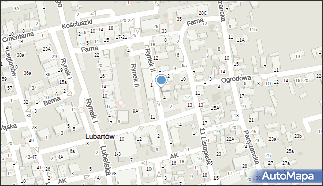 Lubartów, Rynek II, 6, mapa Lubartów
