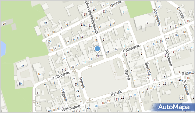 Lwówek, Rynek, 34, mapa Lwówek