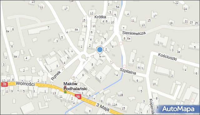 Maków Podhalański, Rynek, 7, mapa Maków Podhalański