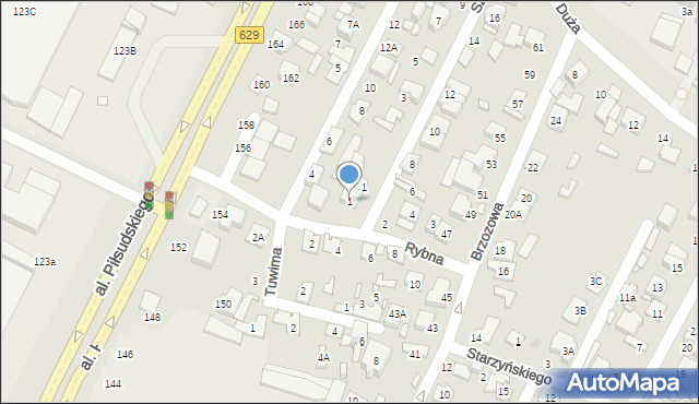 Marki, Rybna, 1, mapa Marki