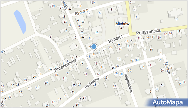Michów, Rynek I, 37, mapa Michów