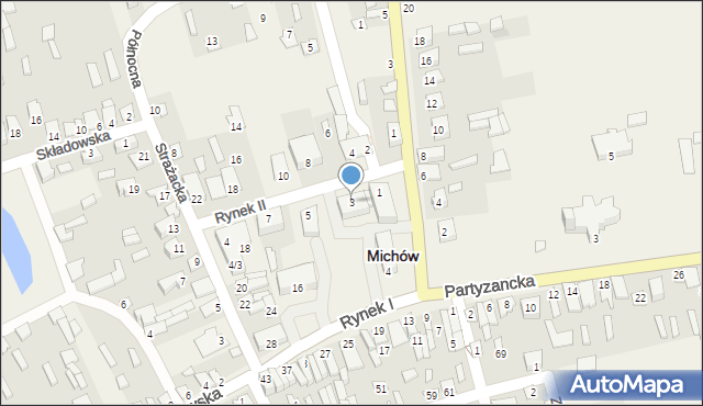 Michów, Rynek II, 3, mapa Michów