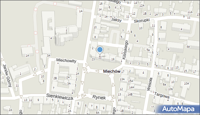 Miechów, Rynek, 21, mapa Miechów