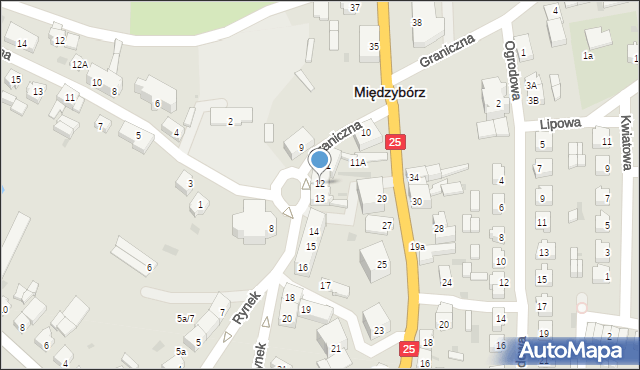 Międzybórz, Rynek, 12, mapa Międzybórz