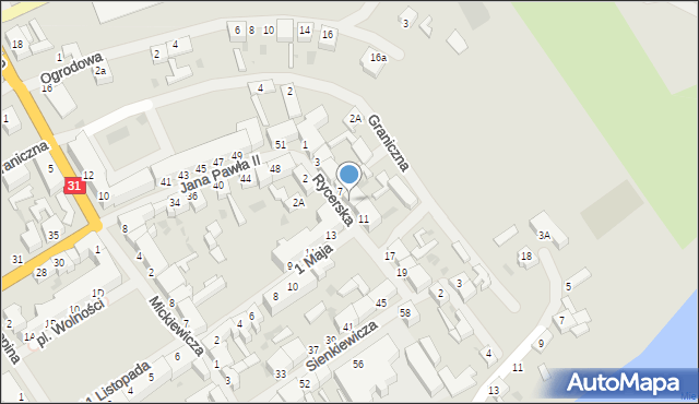 Mieszkowice, Rycerska, 9, mapa Mieszkowice