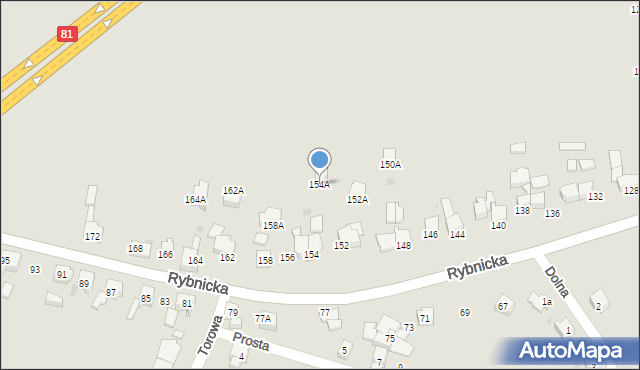 Mikołów, Rybnicka, 154A, mapa Mikołów