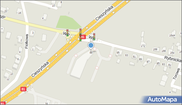 Mikołów, Rybnicka, 99, mapa Mikołów