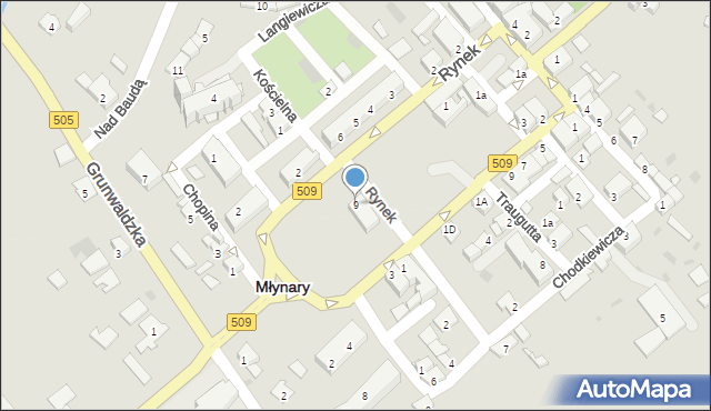 Młynary, Rynek, 9, mapa Młynary