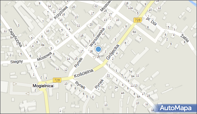 Mogielnica, Rynek, 20, mapa Mogielnica