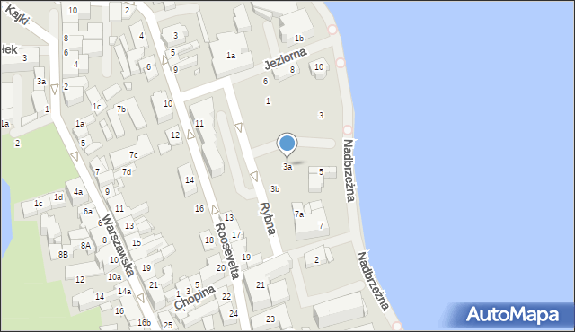 Mrągowo, Rybna, 3a, mapa Mrągowo