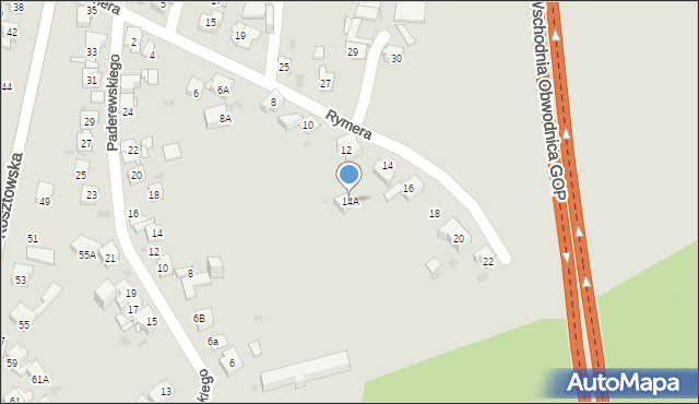 Mysłowice, Rymera Józefa, 14A, mapa Mysłowice
