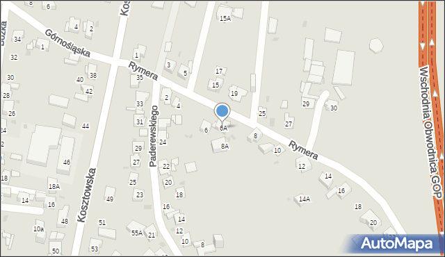 Mysłowice, Rymera Józefa, 6A, mapa Mysłowice
