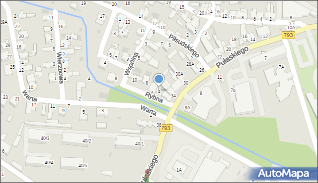 Myszków, Rybna, 4, mapa Myszków
