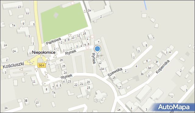 Niepołomice, Rynek, 10, mapa Niepołomice