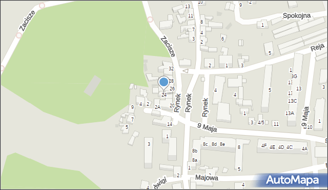 Nowogród Bobrzański, Rynek, 24, mapa Nowogród Bobrzański