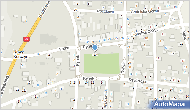 Nowy Korczyn, Rynek, 34A, mapa Nowy Korczyn