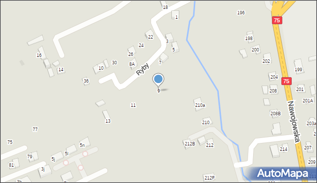 Nowy Sącz, Ryby Tadeusza, por., 9, mapa Nowego Sącza